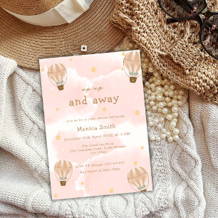 Rosa Elegant Cloud Hot Air Ballon Babydusche Einladung