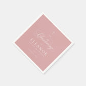 Rosa Elegant Cross Script Kalligraphie Christening Serviette (Ecke)