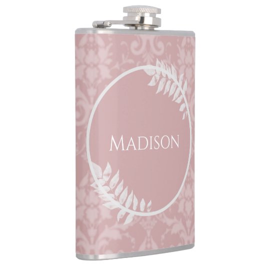 Rosa Elegant Damask Flask Flachmann (Rechts)