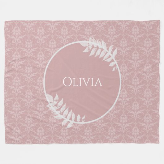 Rosa Elegant Damask Personalisiert Fleece Blanket (Vorderseite (Horizontal))
