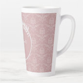 Rosa Elegant Damask Personalisierte Latte-Tasse Milchtasse (Rechts)