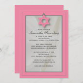 Rosa Elegant Fabric Bat Mitzvah Einladung (Vorne/Hinten)
