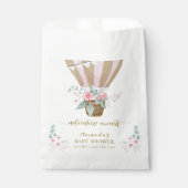 Rosa Elegant Floral Hot Air Ballon Babydusche Geschenktütchen (Vorderseite)