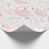Rosa Elegant Floral Swan Geschenkpapier (Ecke)