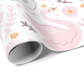 Rosa Elegant Floral Swan Geschenkpapier (Rolleneckpunkt)