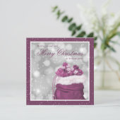 Rosa Elegant Frohe Weihnachtskarte Feiertagskarte (Stehend Vorderseite)