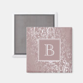 Rosa Elegant Geblüht Monogram Magnet (Vorderseite/Rückseite)