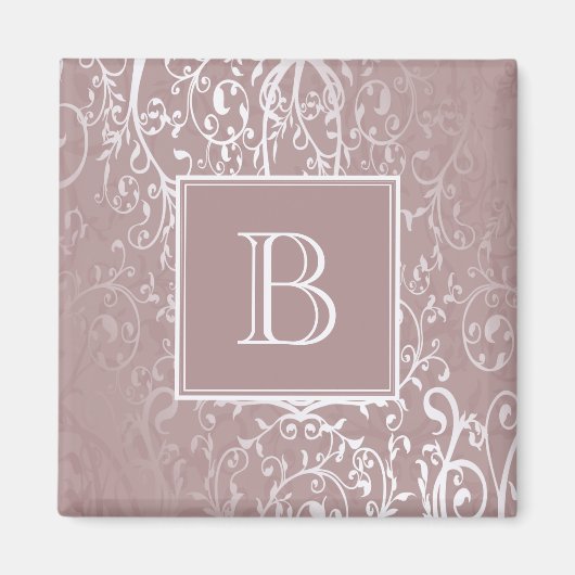 Rosa Elegant Geblüht Monogram Magnet (Vorne)