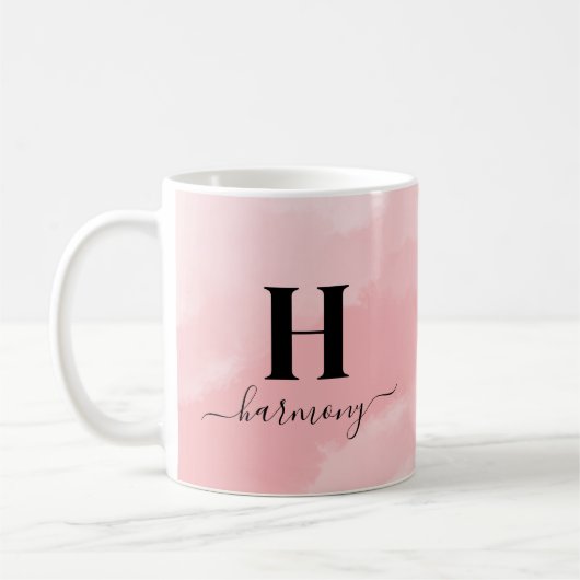 Rosa Elegant Girly Monogram Kaffeetasse (Links)