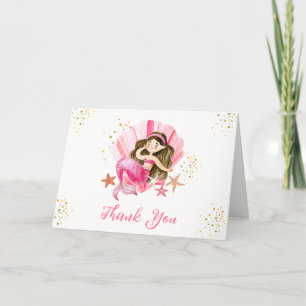 Rosa Elegant Meerjungfrau Starfish Babydusche Dankeskarte
