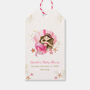 Rosa Elegant Meerjungfrau Starfish Babydusche Geschenkanhänger