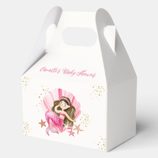 Rosa Elegant Meerjungfrau Starfish Babydusche Geschenkschachtel (Rückseite)