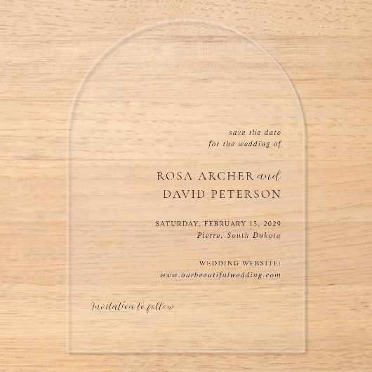 Rosa Elegant Moderne Hochzeit retten Datum Acryleinladungen (Vorderseite)