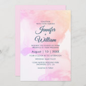 Rosa Elegant Modernes Aquarellfarben Tinte Einladung (Vorne/Hinten)