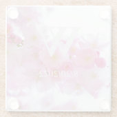 Rosa Elegant Monogram Cherry Blossom Glasuntersetzer (Rückseite)