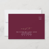ROSA Elegant Navy & Burgundy Wedding RSVP Card Einladung (Rückseite)