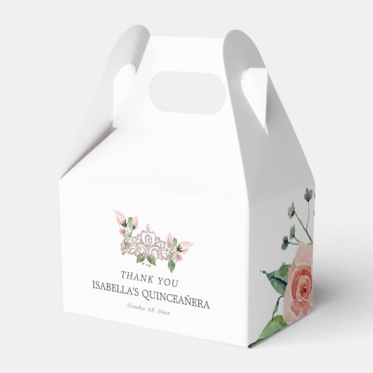Rosa Elegant Quinceñera Geschenkschachtel (Vorderseite)