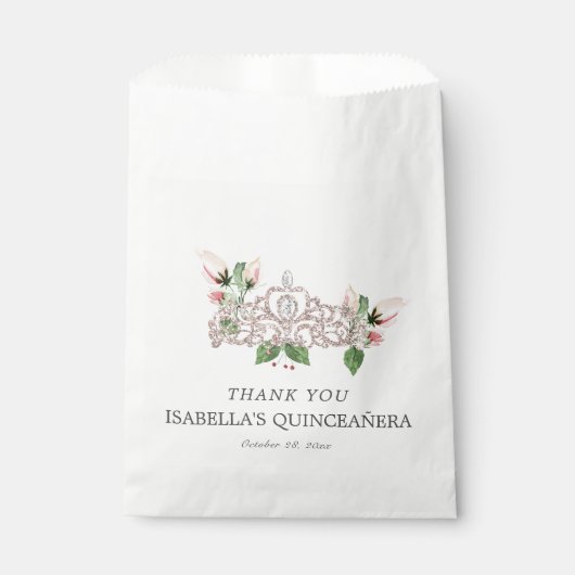 Rosa Elegant Quinceñera Geschenktütchen (Vorderseite)