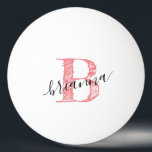 Rosa Elegant Script Monogram Initial Personalisier Tischtennisball<br><div class="desc">Hübsche helle Korallenpink rustikal moderne trendige kühn skizzierte Buchstaben Monogramm auf personalisierten Tischtennis,  Tischtennis,  Bierpong Ball mit einem hübschen Skriptnamen und erste Personalisierung,  die schick und gürtelig aussieht.</div>