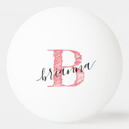 Rosa Elegant Script Monogram Initial Personalisier Tischtennisball