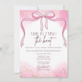 Rosa Elegant Sie bindet das Brautparty des Knotens Einladung (Vorderseite)