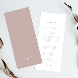 Rosa Elegant Simple Taupe White Monogram Menükarte
