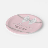 Rosa Elegant Tiffany Pearls Bow Extravagant Baby S Pappteller (Schrägansicht)