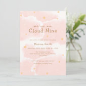 Rosa Elegant Wir sind auf Cloud Nine Girl Baby Dus Einladung (Stehend Vorderseite)