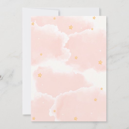 Rosa Elegant Wir sind auf Cloud Nine Girl Baby Dus Einladung (Rückseite)
