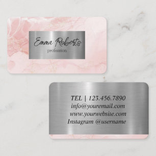 Rosa elegante Alkoholtinte-Design Gold Glitter Visitenkarte