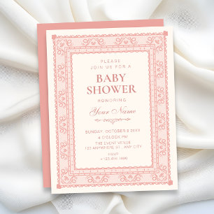Rosa elegante Babyparty Einladung