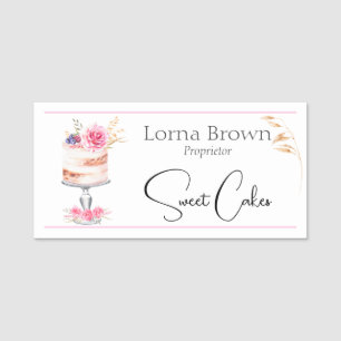 Rosa Elegante Bäckerei - Watercolor Namensschild