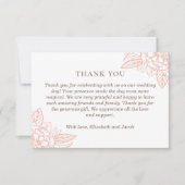 Rosa elegante Blume. Blütenhochzeit Dankeskarte (Vorderseite)