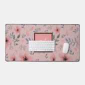 Rosa Elegante Blume Boho Monogram Desk Mat Schreibtischunterlage (Tastatur & Maus)