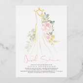 Rosa Elegante Blume Brautparty Folieneinladung (Vorderseite)
