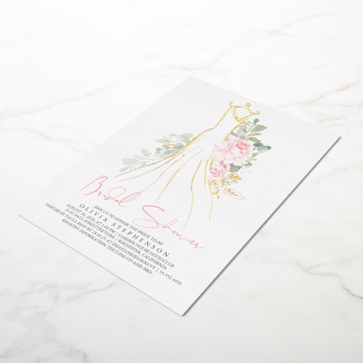 Rosa Elegante Blume Brautparty Folieneinladung (Gedreht)