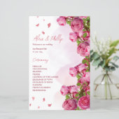 Rosa Elegante Blume Hochzeitsprogramme (Stehend Vorderseite)