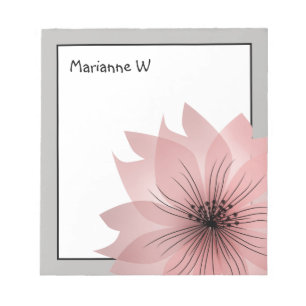 Rosa elegante Blume Notizblock