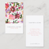Rosa Elegante Blume Wasserfarben Visitenkarte (Vorne/Hinten)