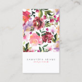 Rosa Elegante Blume Wasserfarben Visitenkarte (Vorderseite)