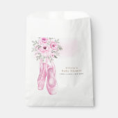 Rosa Elegante Blütenballerina Schuhe Babydusche Geschenktütchen (Vorderseite)