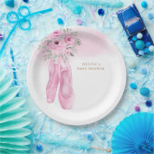 Rosa Elegante Blütenballerina Schuhe Babydusche Pappteller (Party)