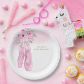 Rosa Elegante Blütenballerina Schuhe Babydusche Pappteller (Party)