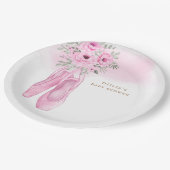 Rosa Elegante Blütenballerina Schuhe Babydusche Pappteller (Schrägansicht)