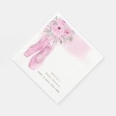 Rosa Elegante Blütenballerina Schuhe Babydusche Serviette (Ecke)