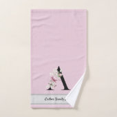 Rosa, elegante Buchstaben, Aquarellfarben Blume Badhandtuch Set (Handtuch)