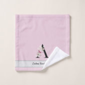 Rosa, elegante Buchstaben, Aquarellfarben Blume Badhandtuch Set (Waschlappen)