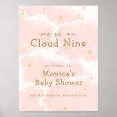 Rosa Elegante Cloud Nine Girl Baby Dusche Willkomm Poster (Vorne)