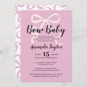 Rosa elegante Coquette Bogen Baby Dusche Einladung (Vorne/Hinten)