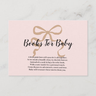 Rosa elegante Coquette Bogen Bücher für Baby Begleitkarte